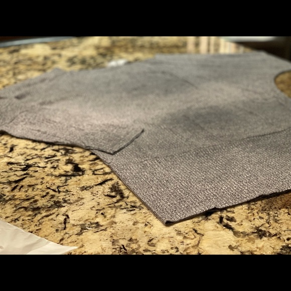 RESTOCKED Heather Gray Off Shoulder Batwing Henley - Picture 4 of 5